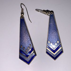 Blue enamel drop earrings